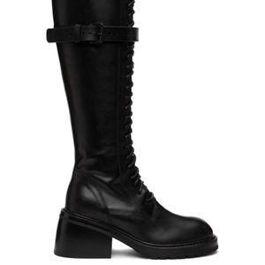 Ann Demeulemeester Leather Tall Boots with block heel